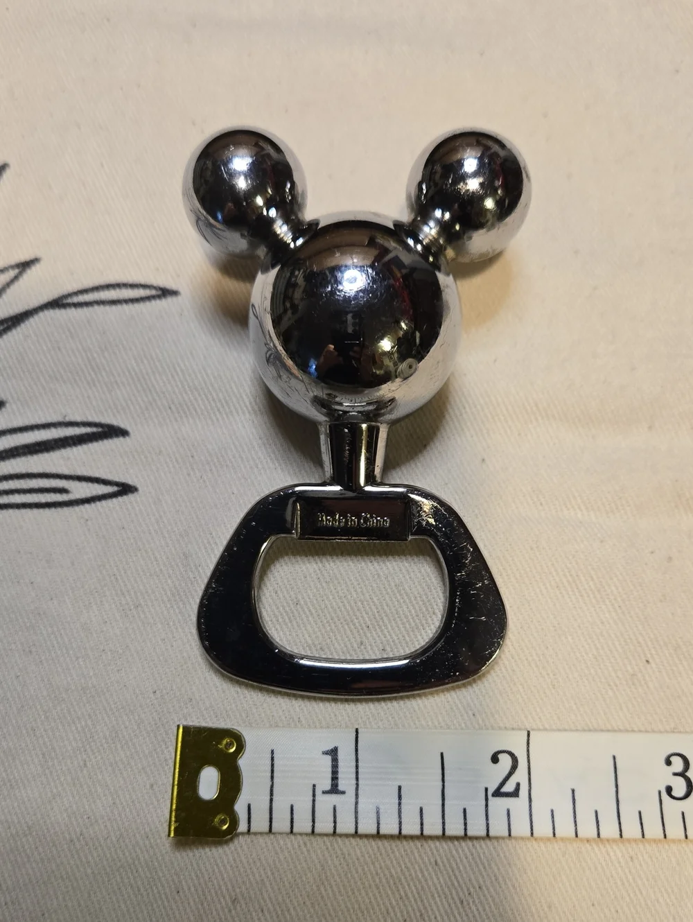 Disney Mickey Mouse Metal Bottle Opener Silver Barware Kitchen Collectible